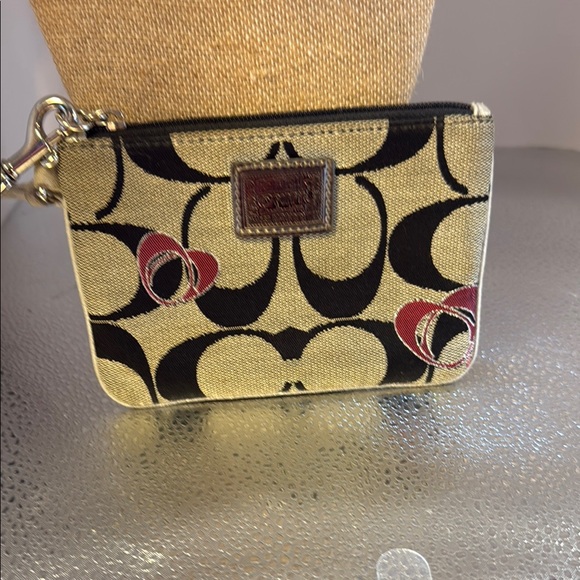 Coach Black and Tan Signature Wristlet - Picture 1 of 5